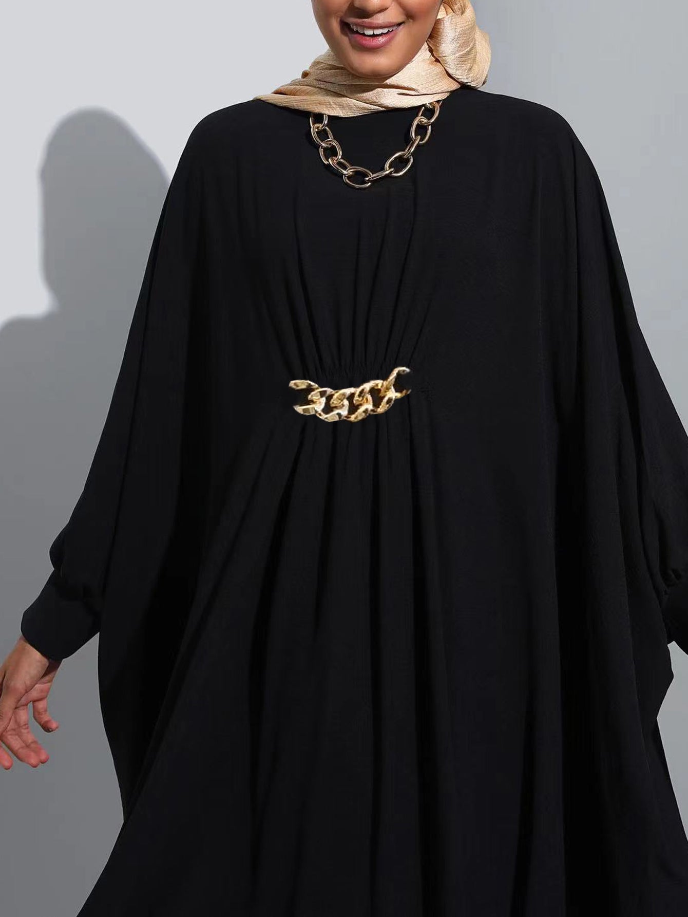 Middle Eastern Turkey Simple Extra Wide Pullover Eid al-Fitr Bat Sleeve Robe Dress