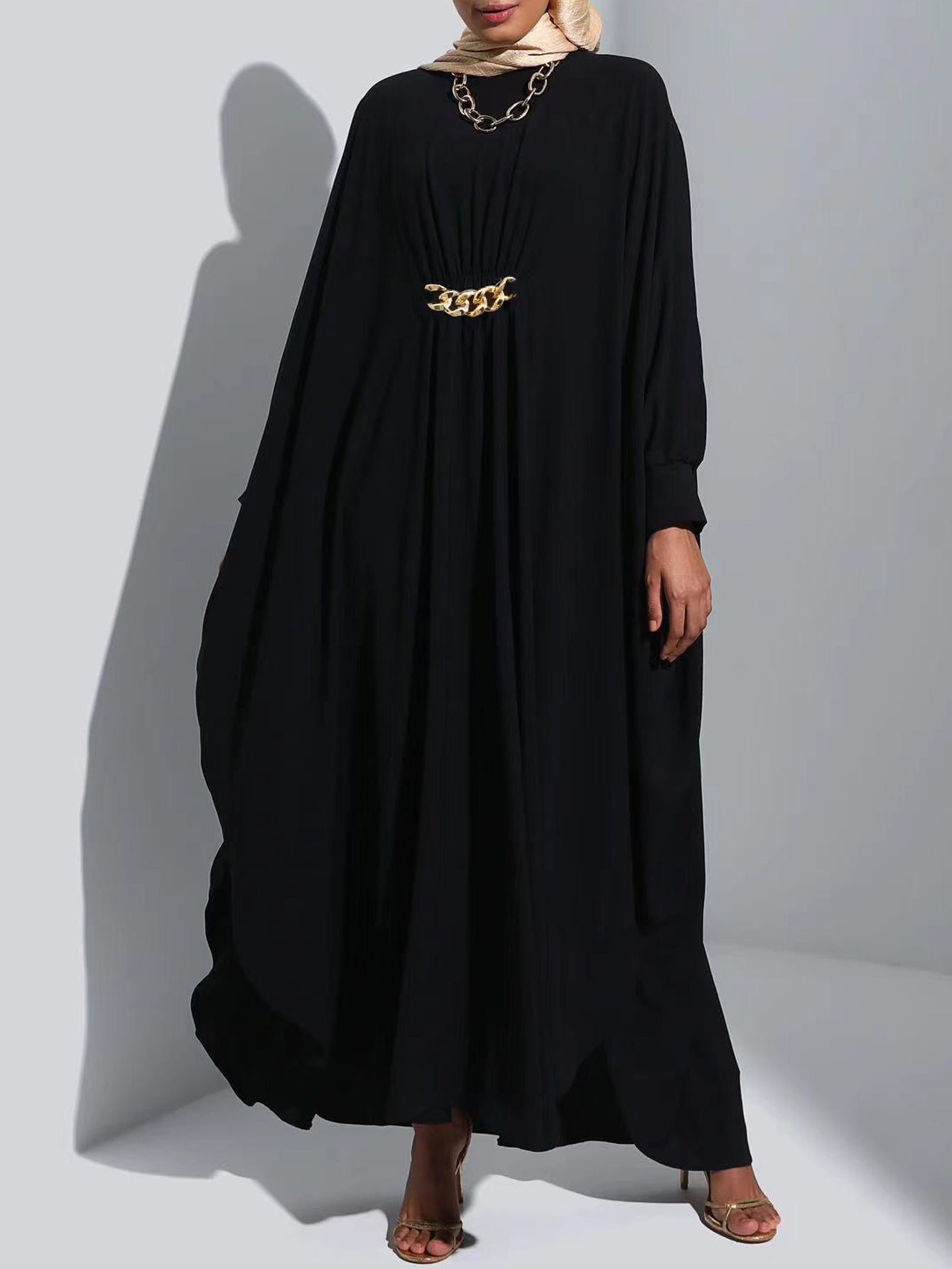 Middle Eastern Turkey Simple Extra Wide Pullover Eid al-Fitr Bat Sleeve Robe Dress