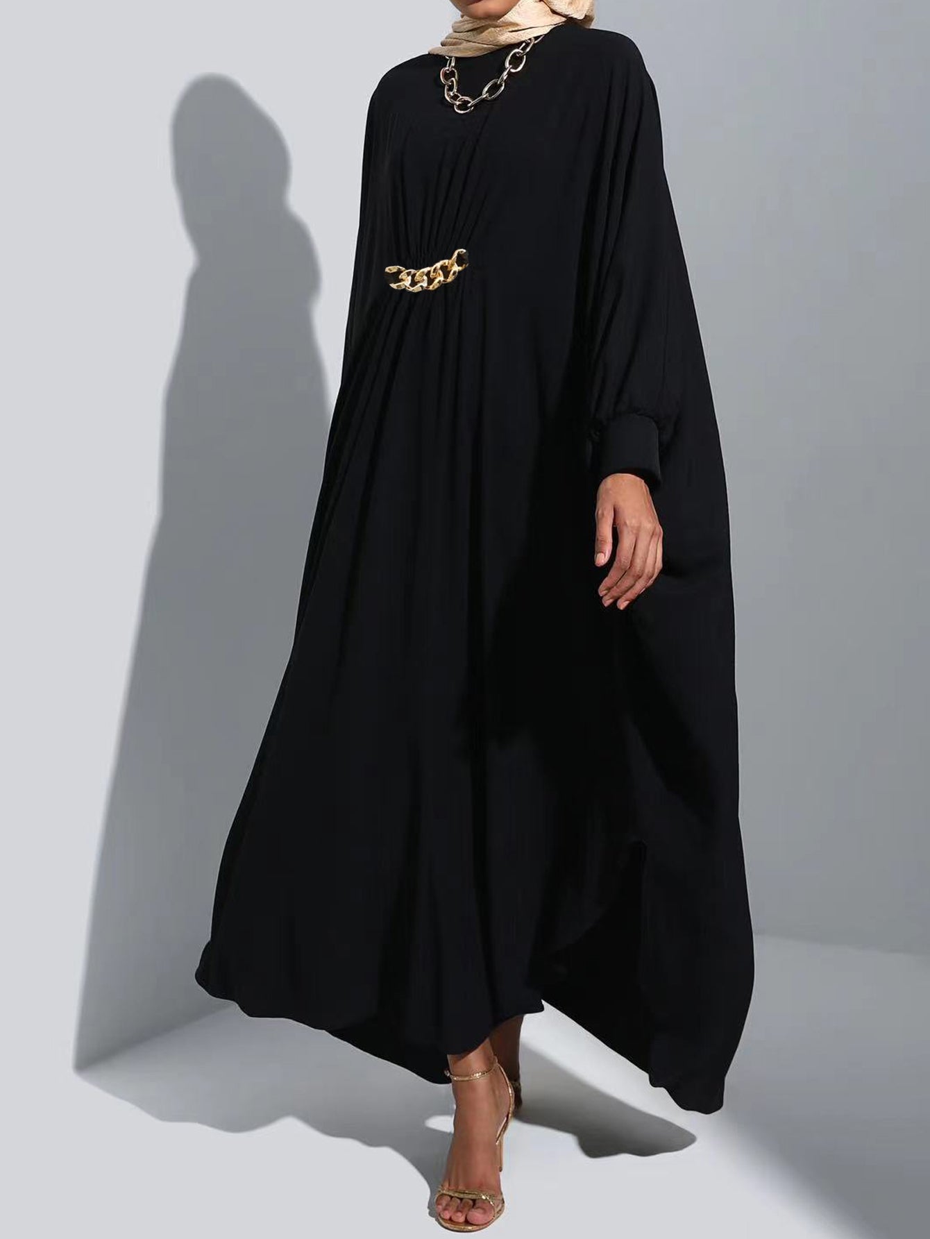 Middle Eastern Turkey Simple Extra Wide Pullover Eid al-Fitr Bat Sleeve Robe Dress