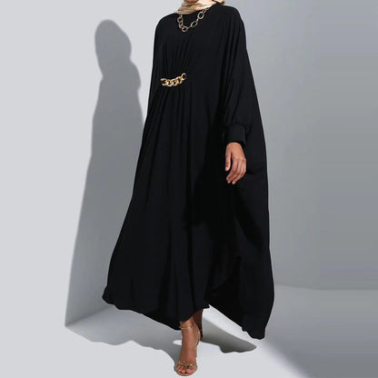 Middle Eastern Turkey Simple Extra Wide Pullover Eid al-Fitr Bat Sleeve Robe Dress