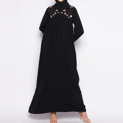 Middle Eastern Turkey Casual Fashion Embroidered Women's Long Sleeve Dress Robe