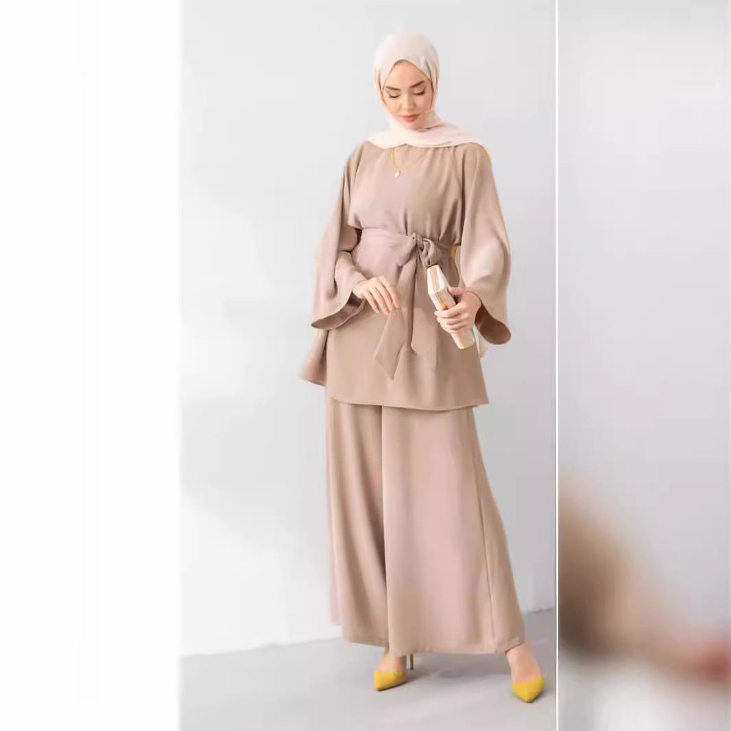 Middle East, Europe, America and Arabia Women's Clothing Long Sleeve Trousers Two-piece Elegant Daily Commuter Suit 