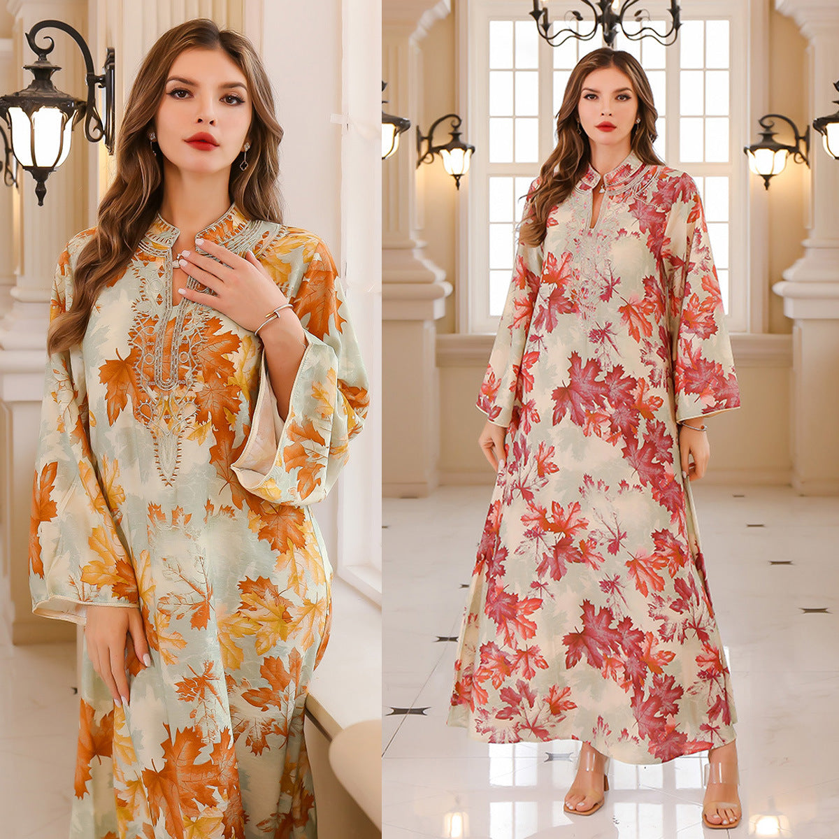 Middle East cross-border Muslim abaya summer robe dress printed long dress Dubai robe foreign trade wholesale