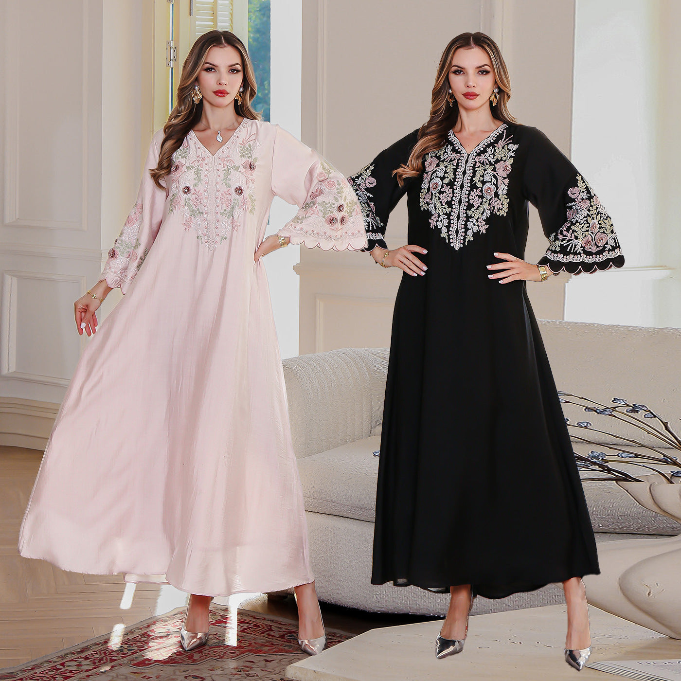 Middle Eastern women's dress, Dubai embroidered robe abaya Muslim dress cross-border foreign trade wholesale