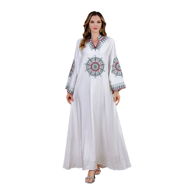 2025 cross-border new product Muslim robe Middle East Dubai embroidered women's dress new light luxury evening dress 