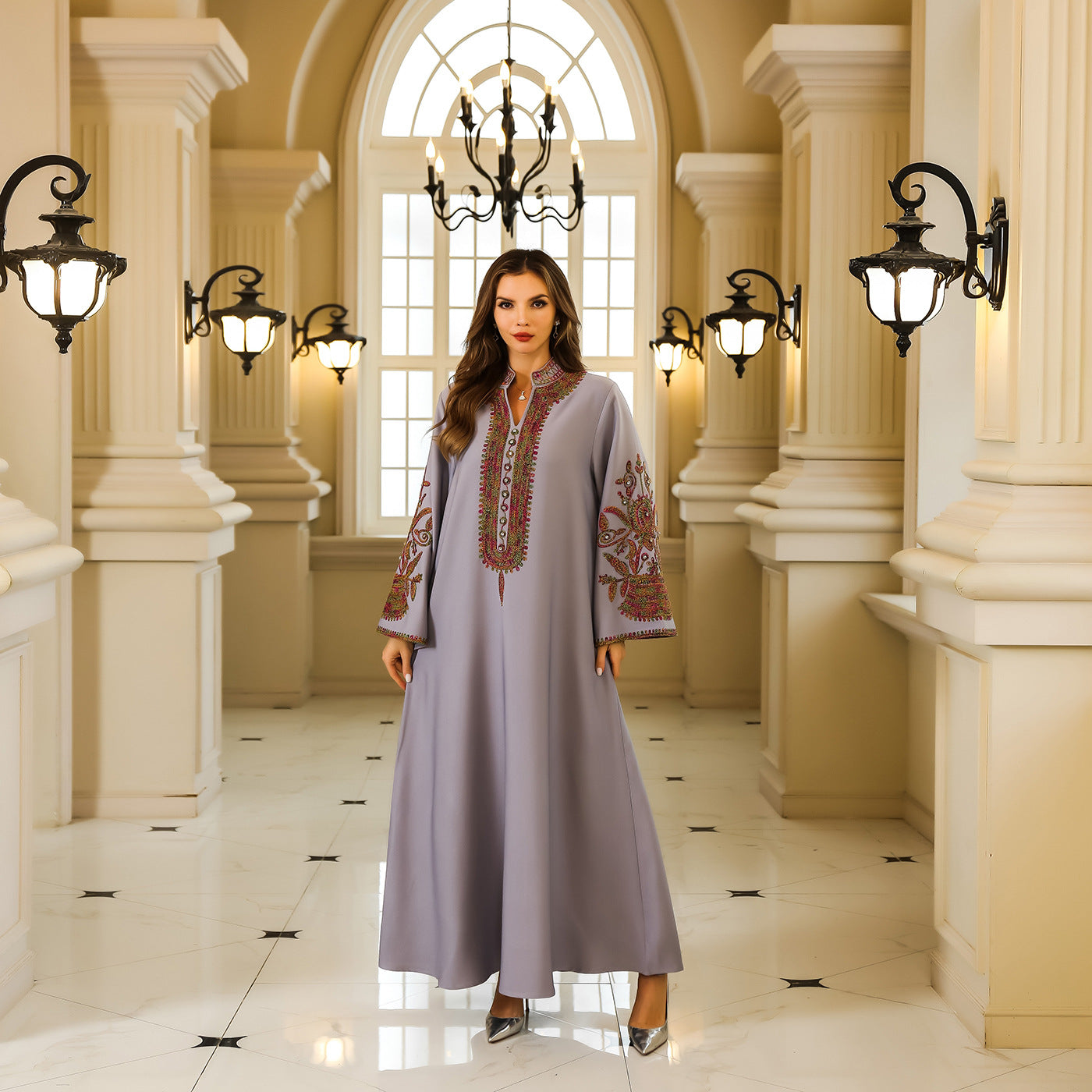 Cross-border Dubai abaya robe women's dress, Turkey Middle East Muslim robe women's foreign trade wholesale 