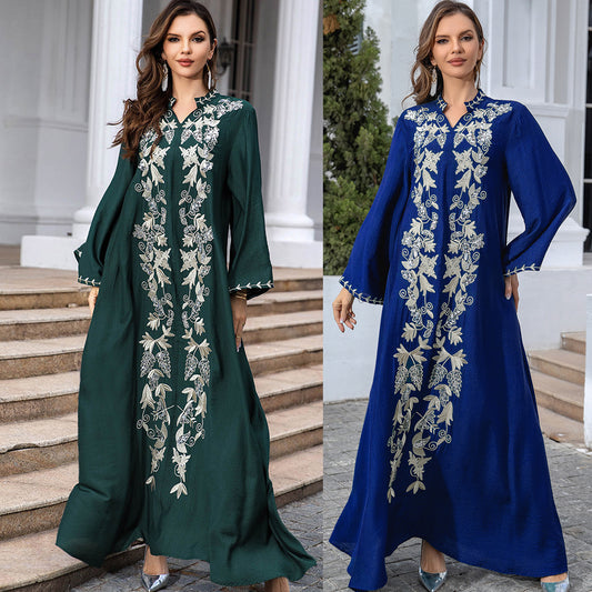 Middle East foreign trade abaya arabic robe women's clothing, embroidered muslim dubai robe cross-border wholesale evening dress 