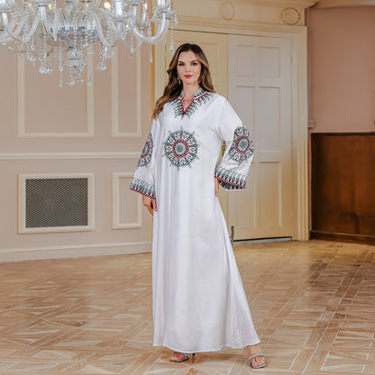 2025 cross-border new product Muslim robe Middle East Dubai embroidered women's dress new light luxury evening dress 