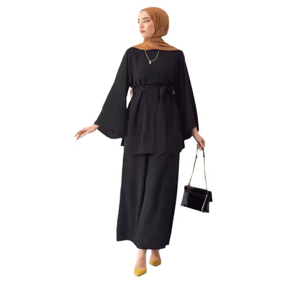 Middle East, Europe, America and Arabia Women's Clothing Long Sleeve Trousers Two-piece Elegant Daily Commuter Suit 