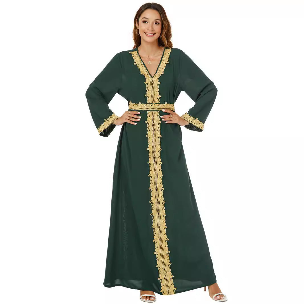 Middle East Europe Europe Europe Arabia Women's Dress Long Dress Elegant abaya Dubai Robe Saudi Travel Wear 