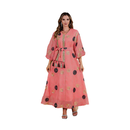 Cross-border Dubai women's robe sequined dress Middle East mousse robe women's clothing Dubai Turkey foreign trade clothing