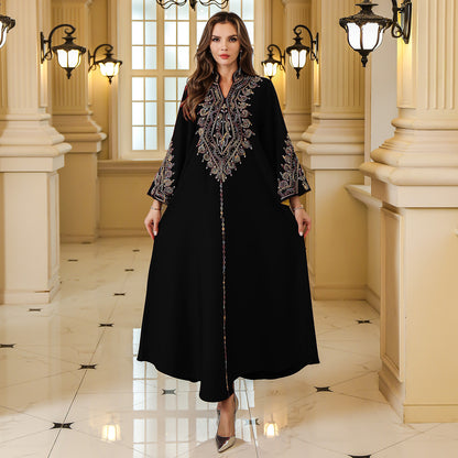 Middle East Muslim robe women's cross-border Dubai Amazon abaya rope embroidered women's robe wholesale foreign trade new