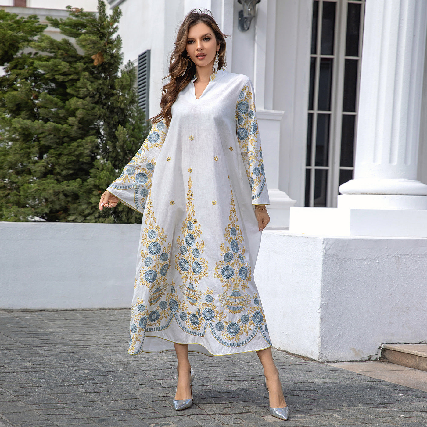 Middle east foreign trade dubai robe muslim women's embroidered evening dress muslim robe fashion dress 