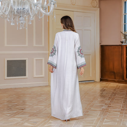 2025 cross-border new product Muslim robe Middle East Dubai embroidered women's dress new light luxury evening dress 