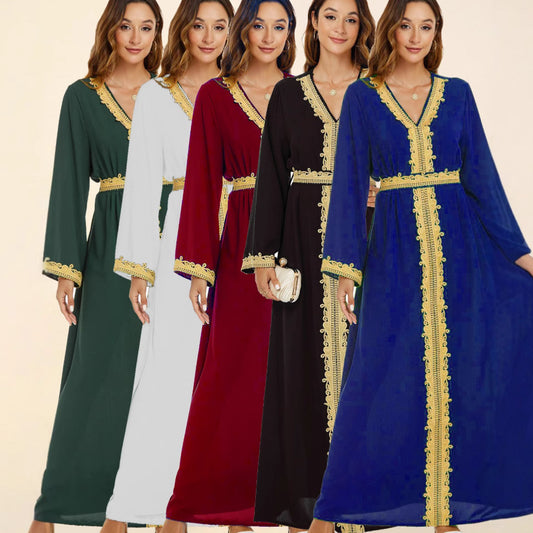 Middle East Europe Europe Europe Arabia Women's Dress Long Dress Elegant abaya Dubai Robe Saudi Travel Wear 