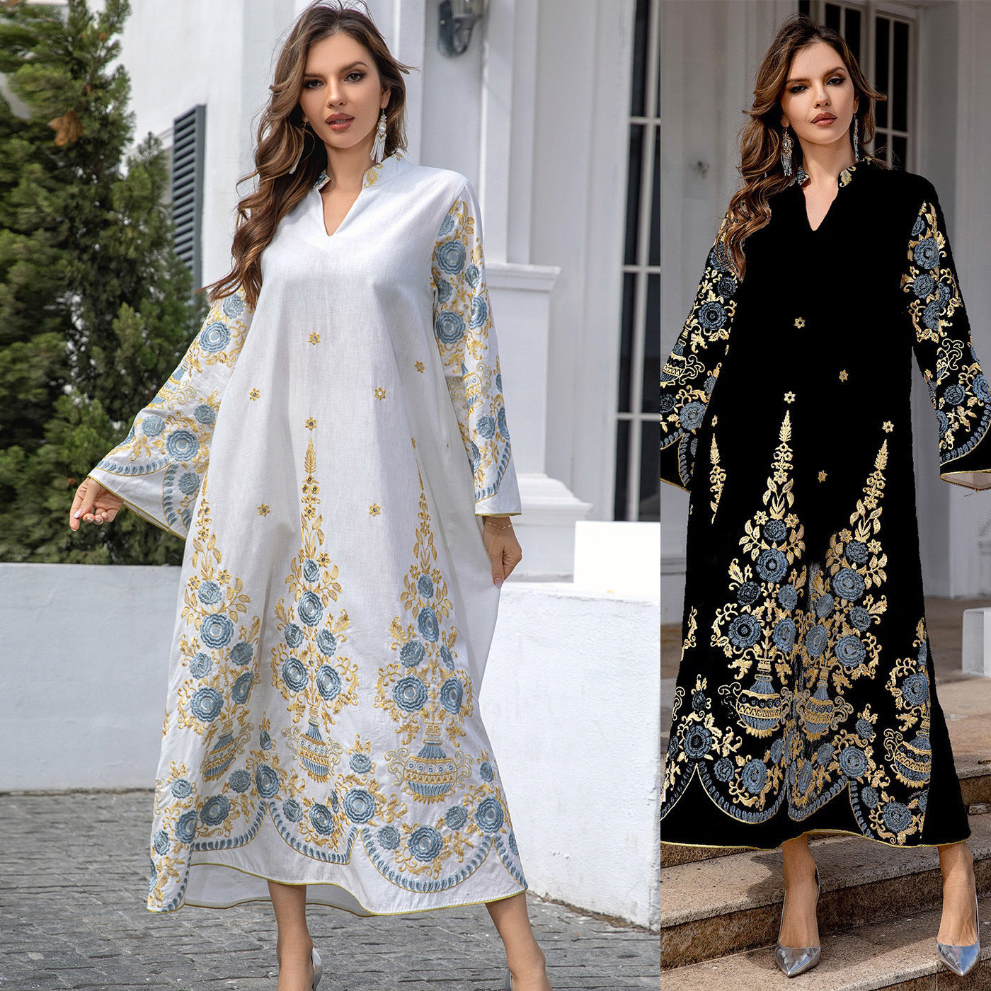 Middle east foreign trade dubai robe muslim women's embroidered evening dress muslim robe fashion dress