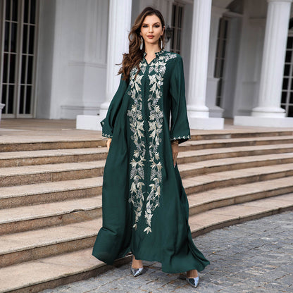 Middle East foreign trade abaya arabic robe women's clothing, embroidered muslim dubai robe cross-border wholesale evening dress 