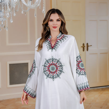 2025 cross-border new product Muslim robe Middle East Dubai embroidered women's dress new light luxury evening dress 