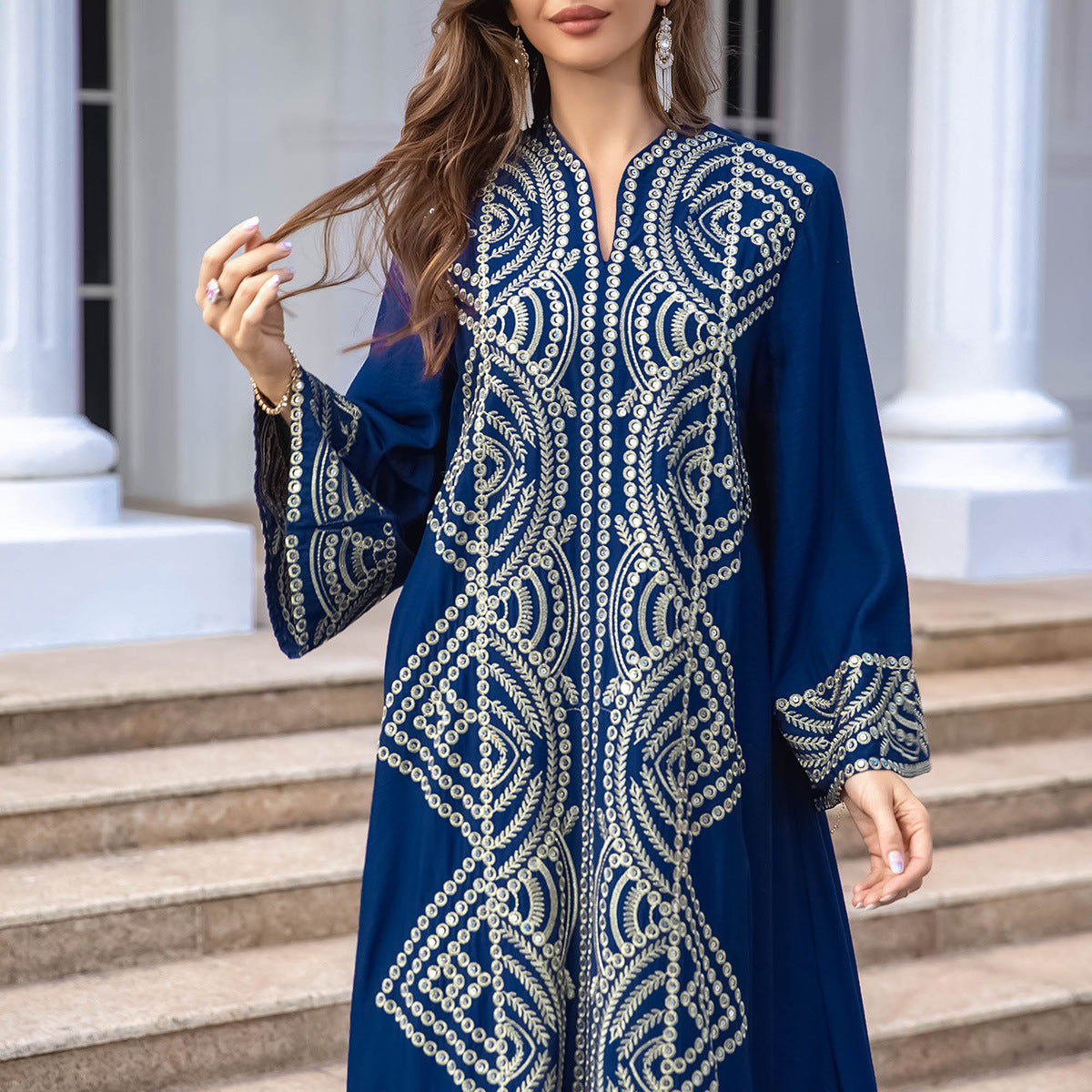 Middle East foreign trade ladies evening dress muslim women's robe sequined embroidered abaya dubai robe wholesale new 