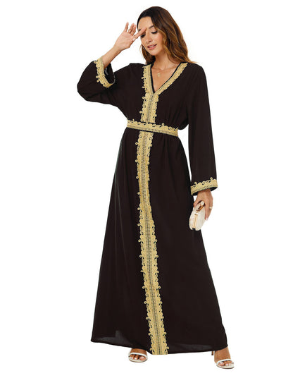 Middle East Europe Europe Europe Arabia Women's Dress Long Dress Elegant abaya Dubai Robe Saudi Travel Wear 