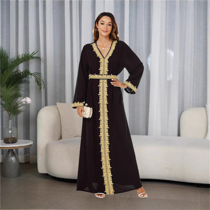 Middle East Europe Europe Europe Arabia Women's Dress Long Dress Elegant abaya Dubai Robe Saudi Travel Wear