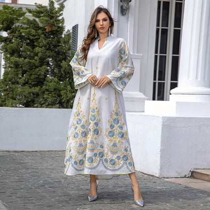 Middle east foreign trade dubai robe muslim women's embroidered evening dress muslim robe fashion dress 